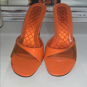 Vintage orange slip on heels